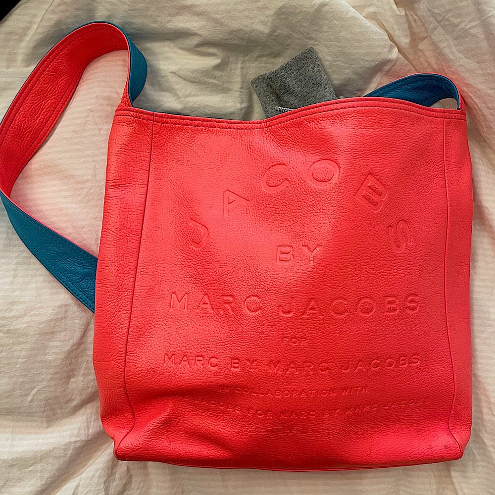 Neon pink leather Marc Jacobs bag.